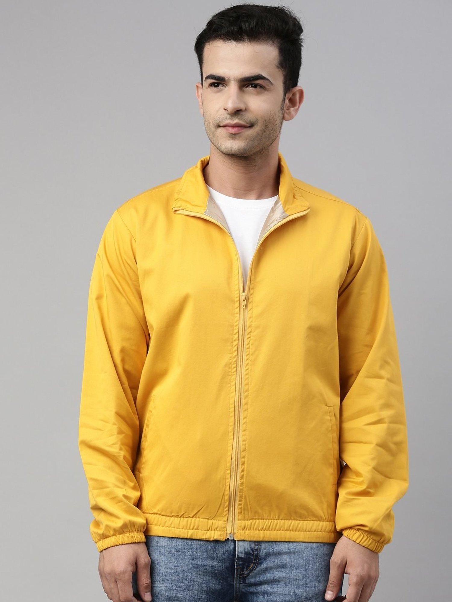 CINOCCI Yellow Cotton Slim Fit Jacket