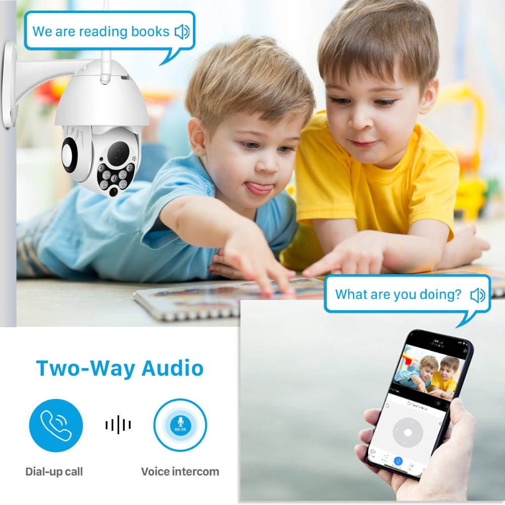 Wireless HD 1080P WiFi ZOOM CCTV Outdoor IP Camera PTZ Home Security IR Webcam Mobile Phone Viewing Two-Way Audio Dome Home Security IP Camera HD 2MP ONVIF Support TF Card