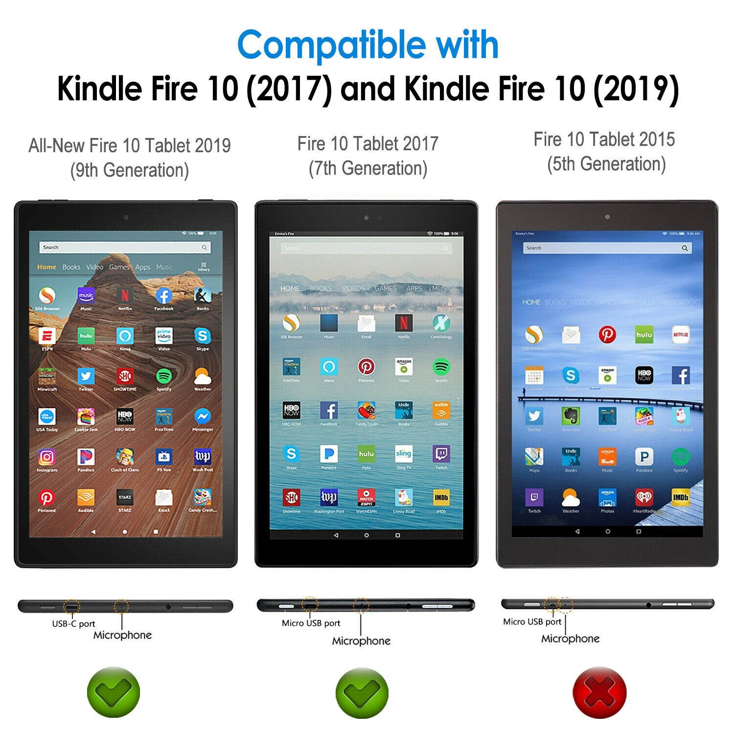 JETech Case for Amazon Fire HD 10 Tablet 2017/2019 Smart Cover Auto Sleep/Wake