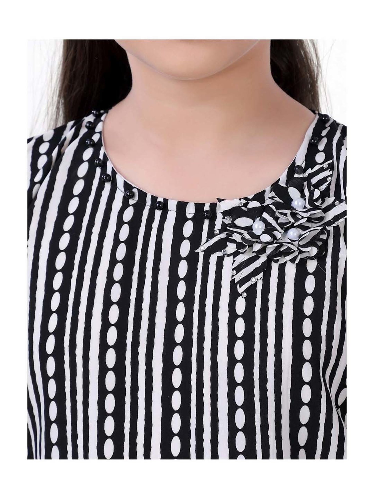 poplins Kids Black & White Cotton Printed Top