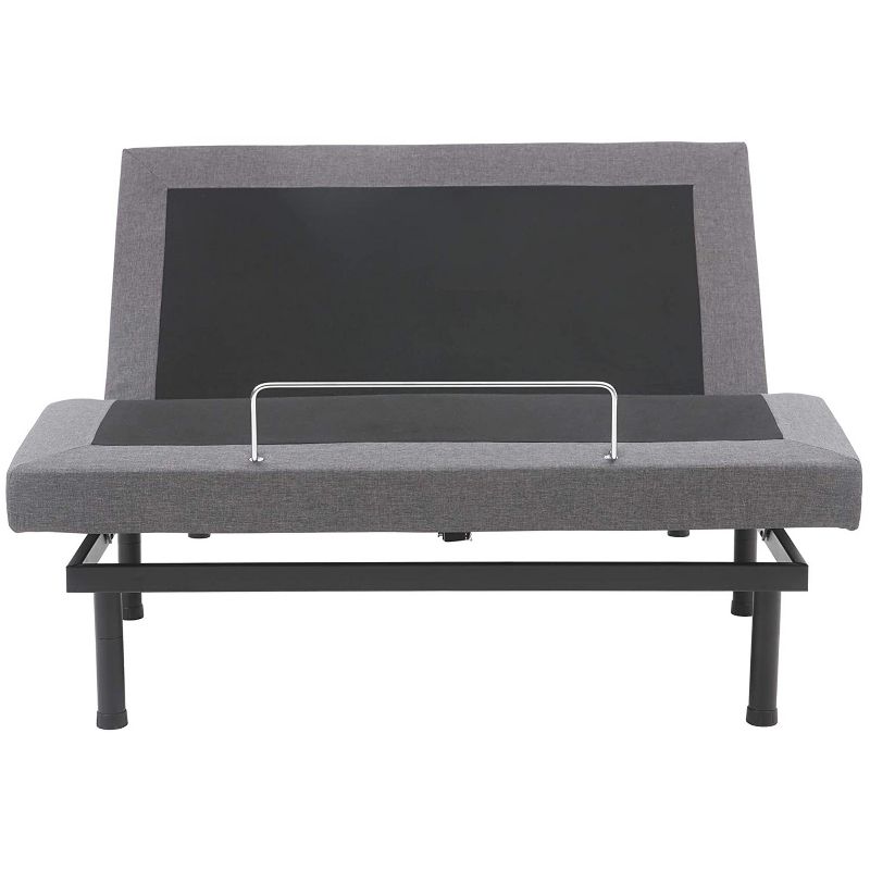 Classic Brands Adjustable Upholstered Comfort Bed Base with 3 Adjustable Leg Heights, Head and Foot Massage, 2 USB Ports, and Wireless Remote, Twin XL