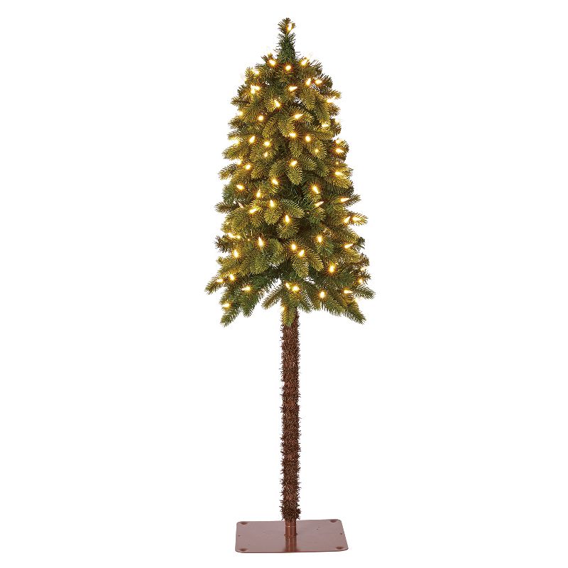 Home Heritage True Bark 4 Foot Slim Artificial Christmas Tree with White Lights