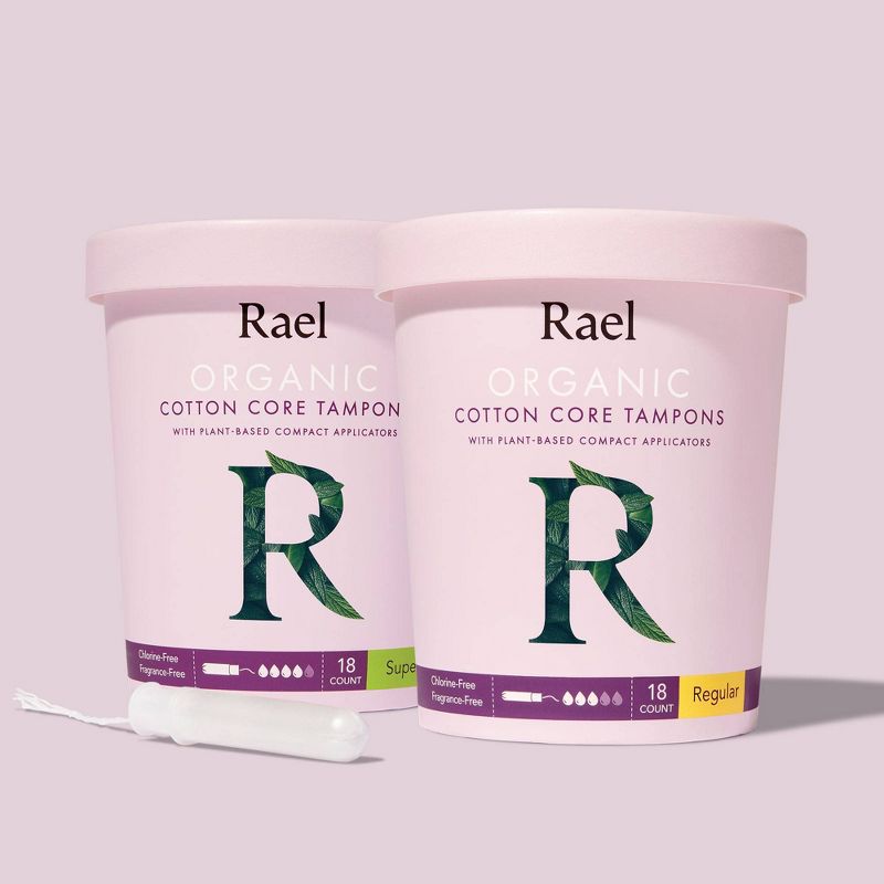 Rael Organic Cotton Regular & Super Plant-Based Applicator Compact Tampons Duopack - 36ct