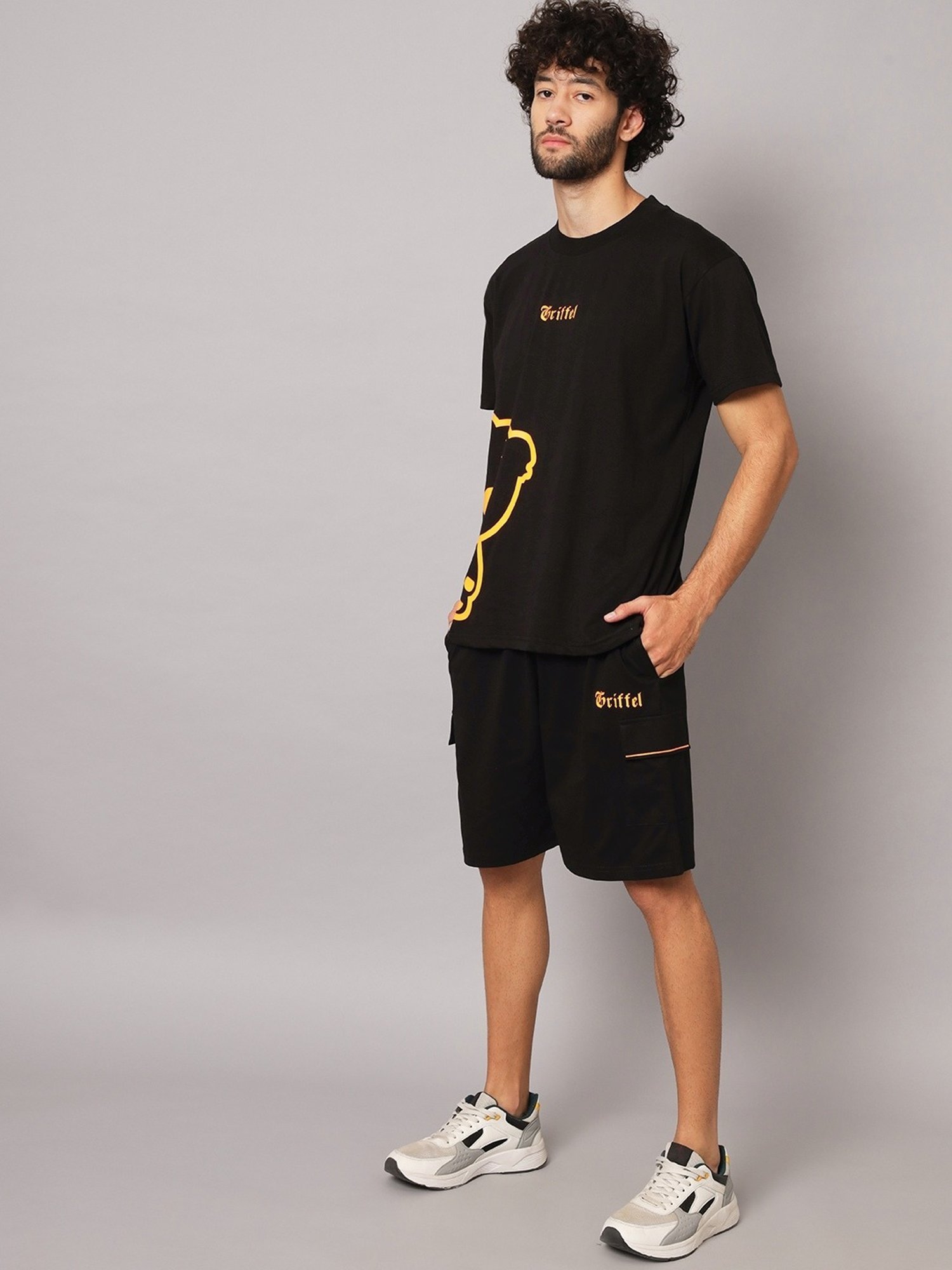 Griffel Black Cotton Loose Fit Printed Co-Ord Set