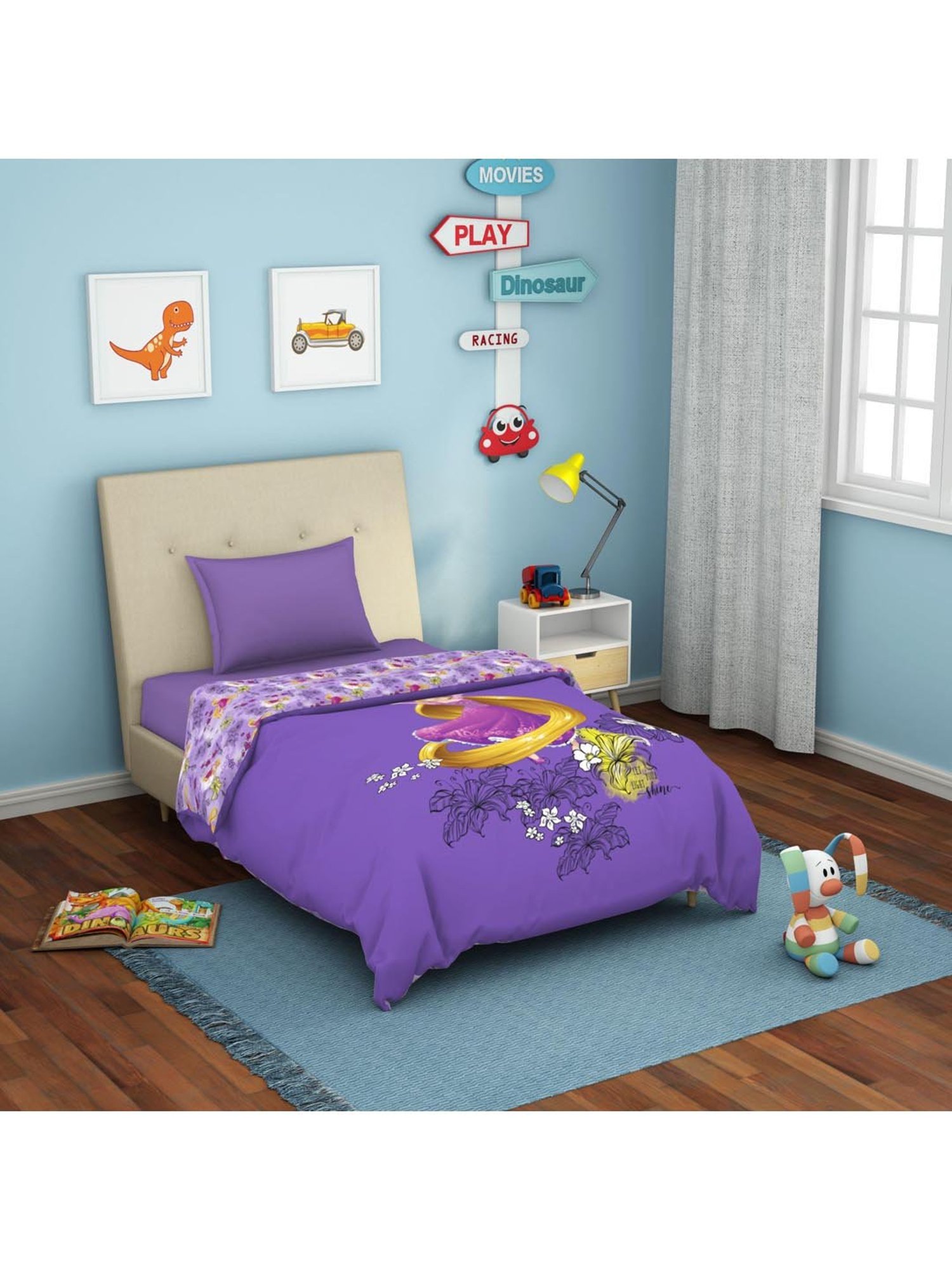 Welspun Bliss Light Silver & Blue Microfibre 120 GSM Shell Double Bed Quilt