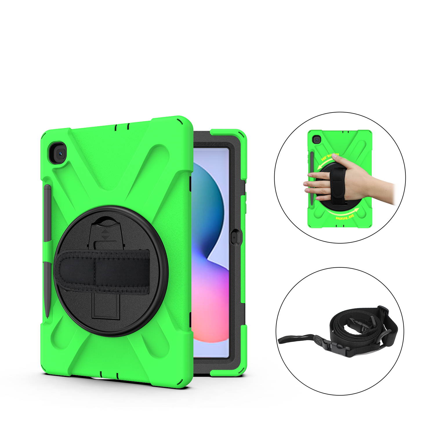 Galaxy Tab S6 LITE 10.4 P610 Case Cover, Heavy Duty Shield, Kickstand, Handstrap, Carrying Shoulderstrap Sling For Samsung Galaxy Tab S6 Lite 10.4 P610 [Green]