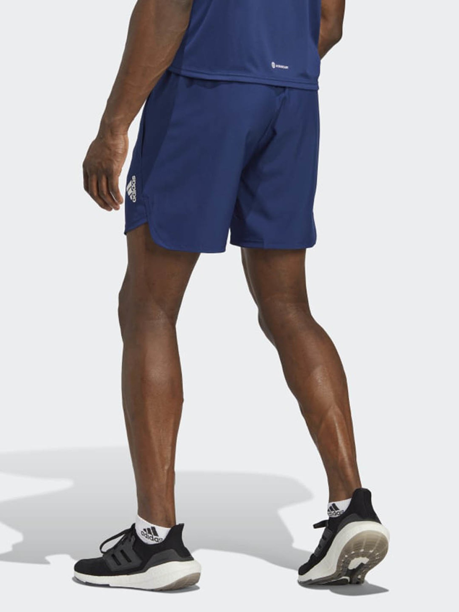 Adidas White Regular Fit Striped Sports Shorts