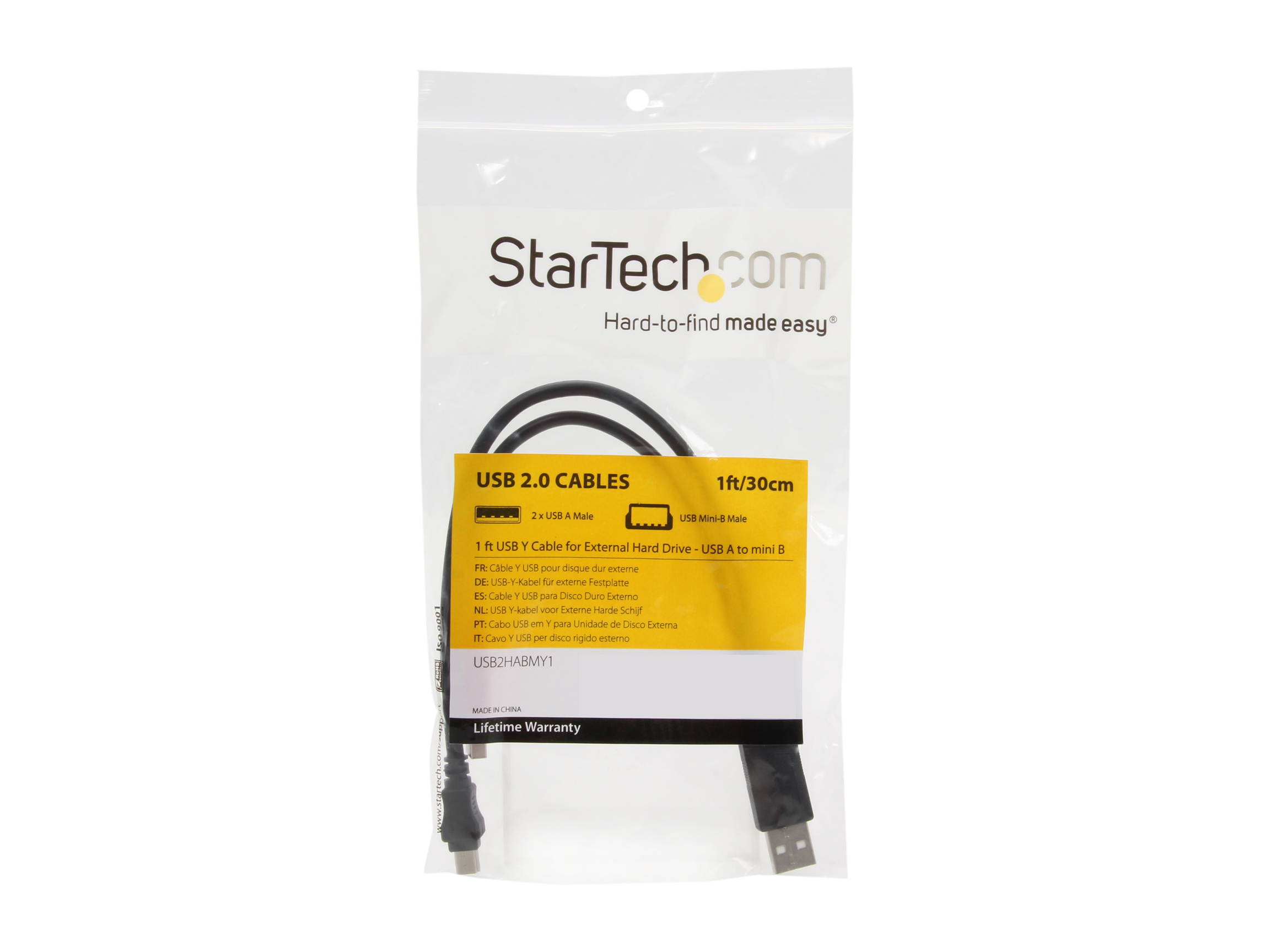 StarTech.com USB2HABMY3 USB Y Cable for External Hard Drive - USB A to mini B