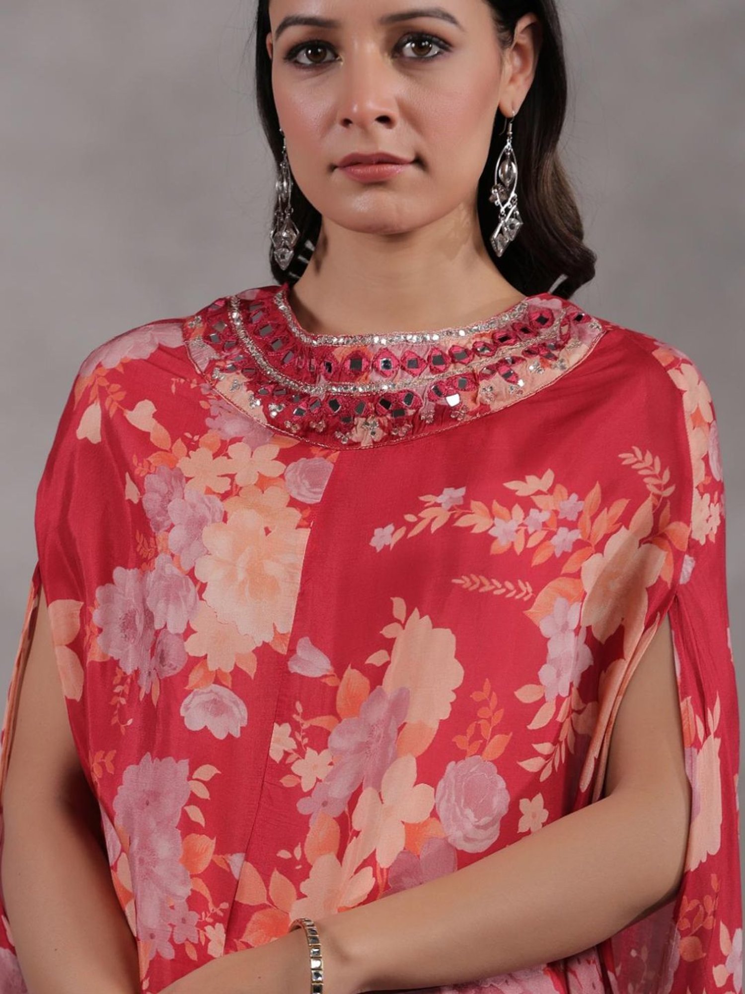 Autumnlane Red Bianca Crimson Premium Designer Tunic with Pant Co-ord Set