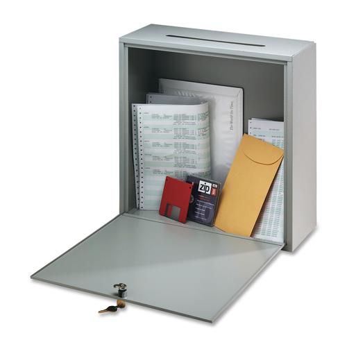 Buddy 562632 Wall-Mountable Interoffice Mail Collection Box  18w x 7d x 18h  Platinum
