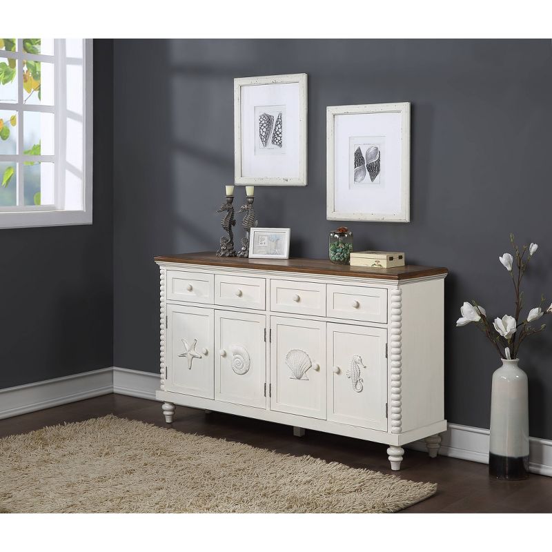 South Beach 4 Drawer Media Credenza White - Treasure Trove Accents