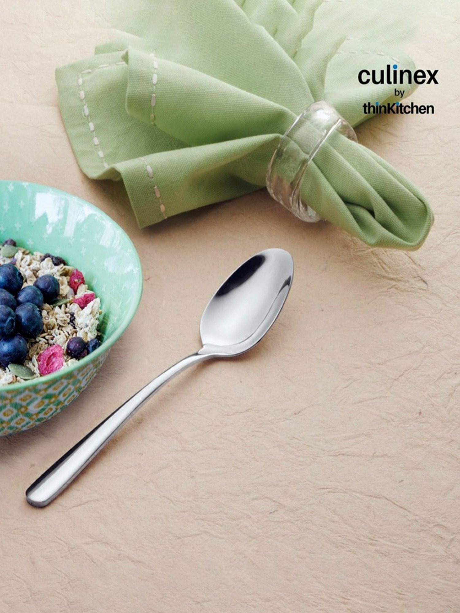 Culinex by thinKitchen Dora Silver Stainless Steel Mirror Finish All Purpose Serving Spoon(Set of 2)