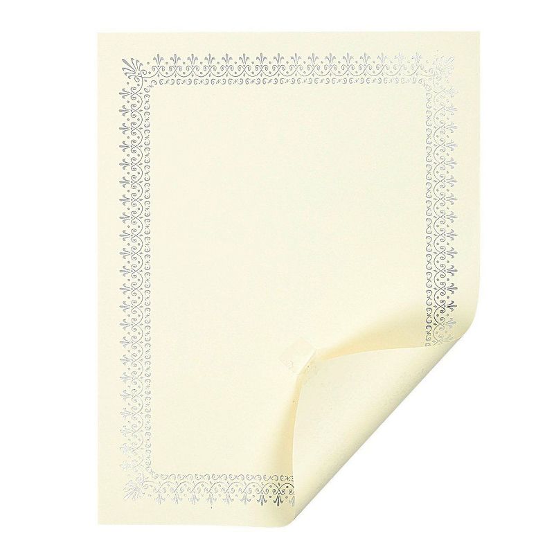 Best Paper Greetings 48-Pack Blank Certificate Award Paper, Gold with Silver Foil Border, A4 Letter Size 8.5 x 11 in