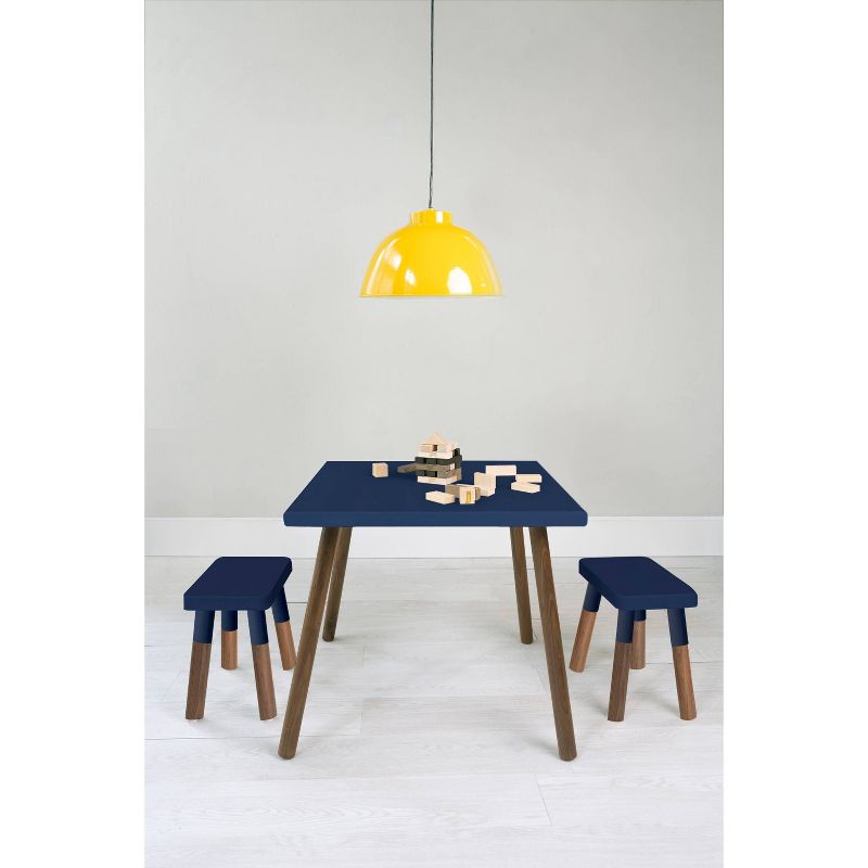 Set of 2 Peewee Wood Veneer Kids' Chairs Walnut/Deep Blue - Nico & Yeye