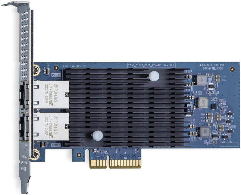 10Gb PCI-E NIC Network Card, Dual Copper RJ45 Port, PCI Express Ethernet LAN Adapter Support Windows Server/Linux/ESX, Compare to Intel X550-T2