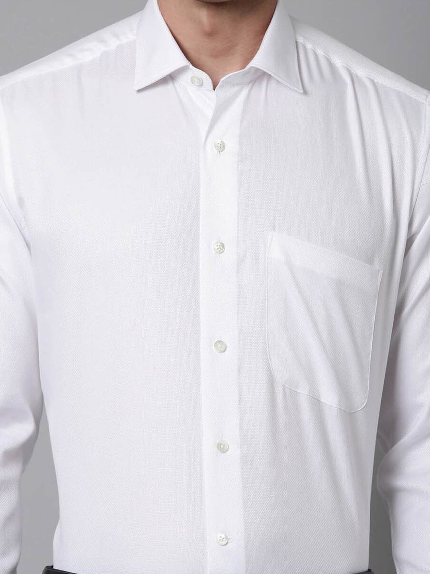 Luxure By Louis Philippe White Cotton Regular Fit Texture Shirt