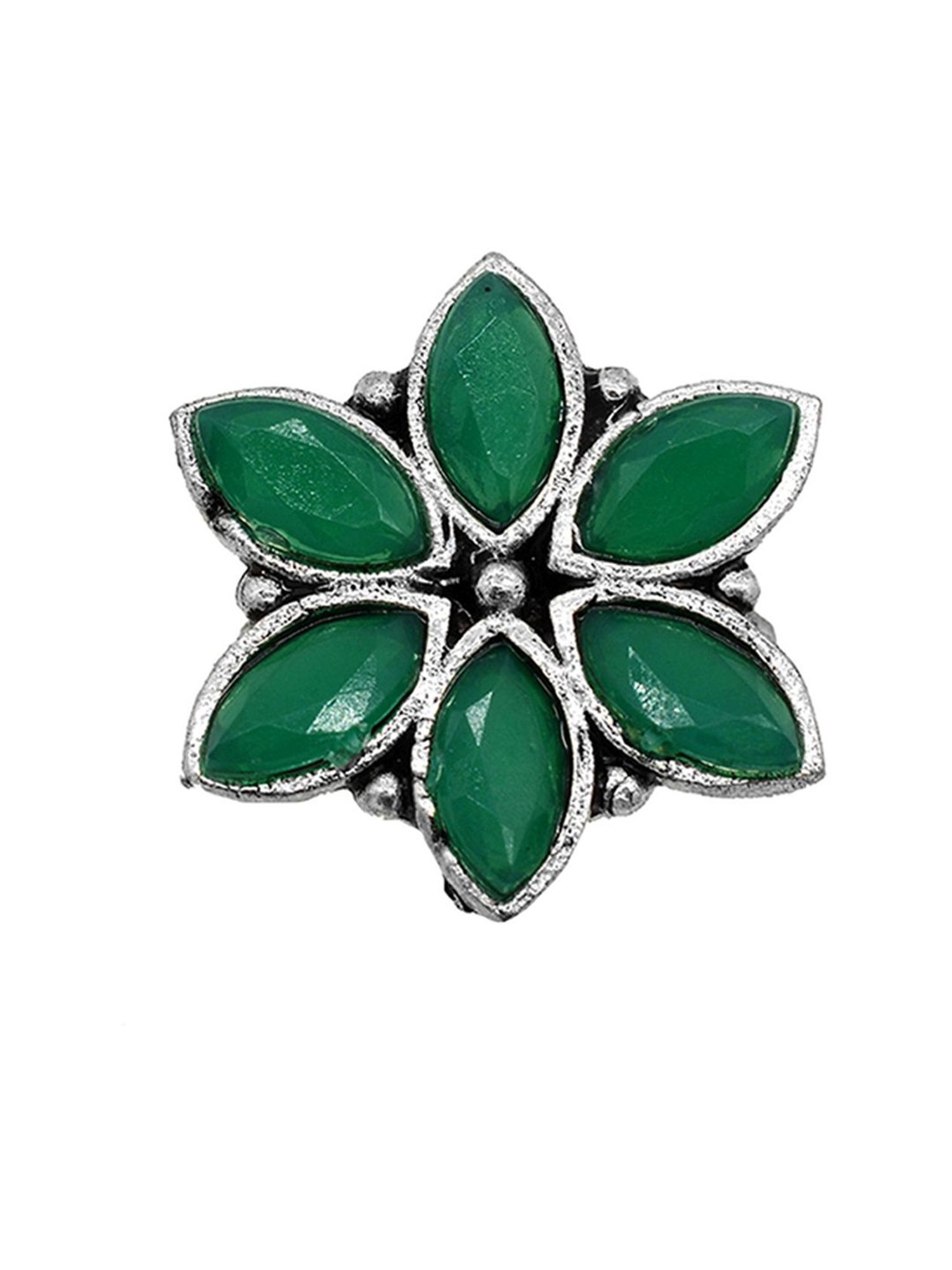 Teejh Ageless Green Stone Silver Ring