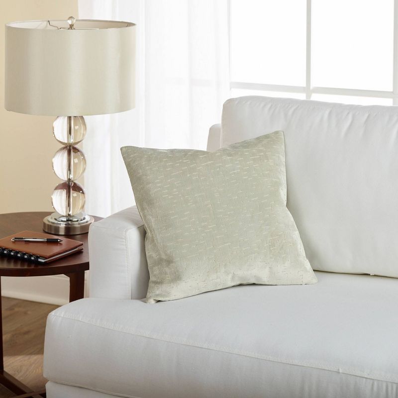 18"x18" Abstract Lines Plush Jacquard Throw Pillow Ivory - Sure Fit