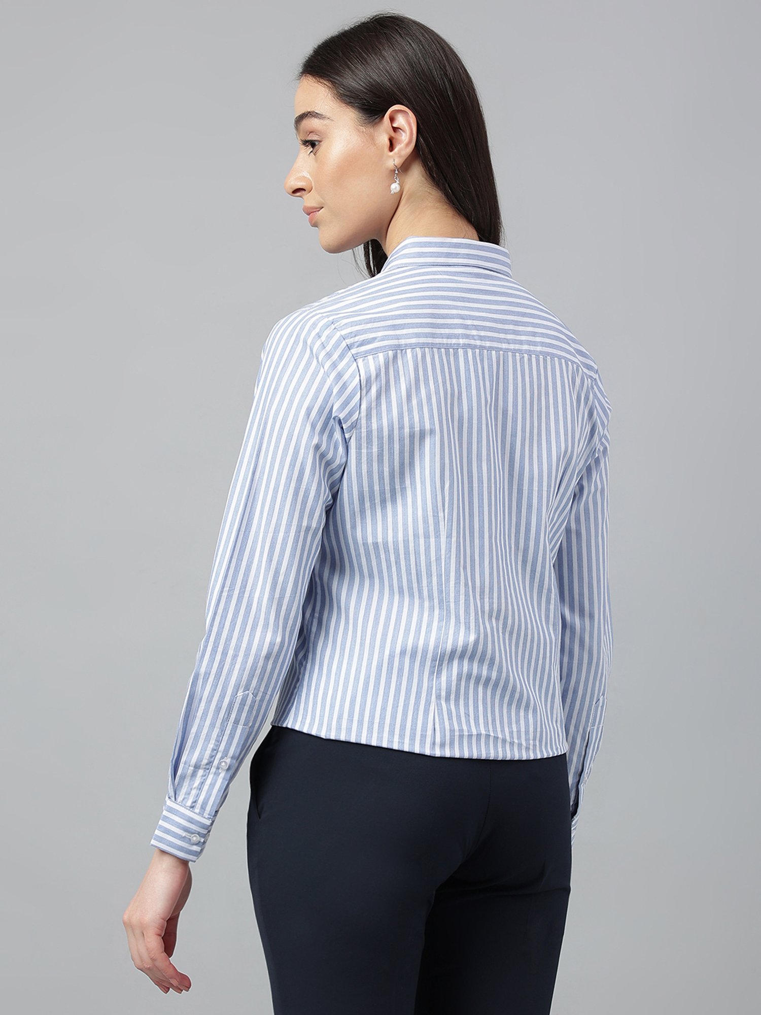 Hancock Blue & White Cotton Striped Shirt