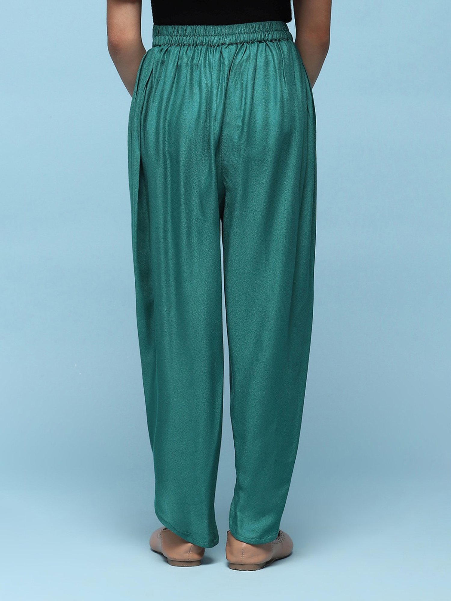 BIBA Girls Kids Teal Blue Regular Fit Dhoti Pants