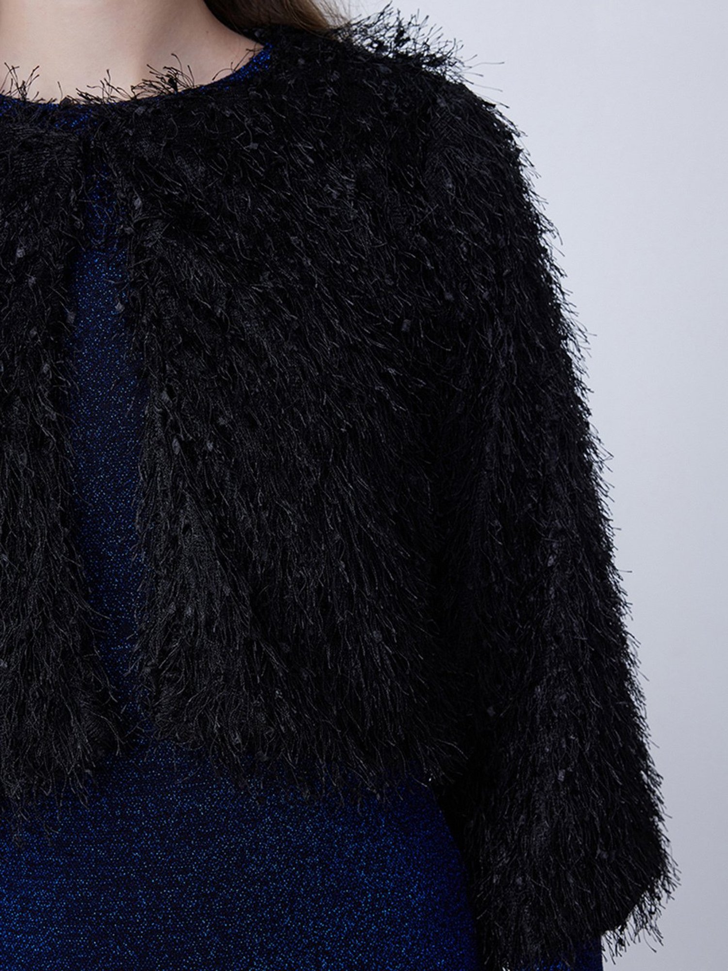 Akkriti by Pantaloons Off-White Self Pattern Shrug