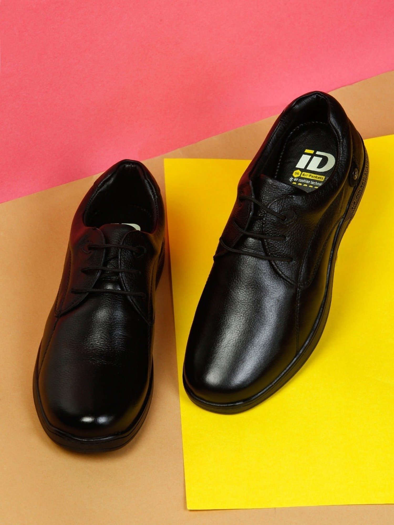 ID Men's Regular Black Derby Shoes