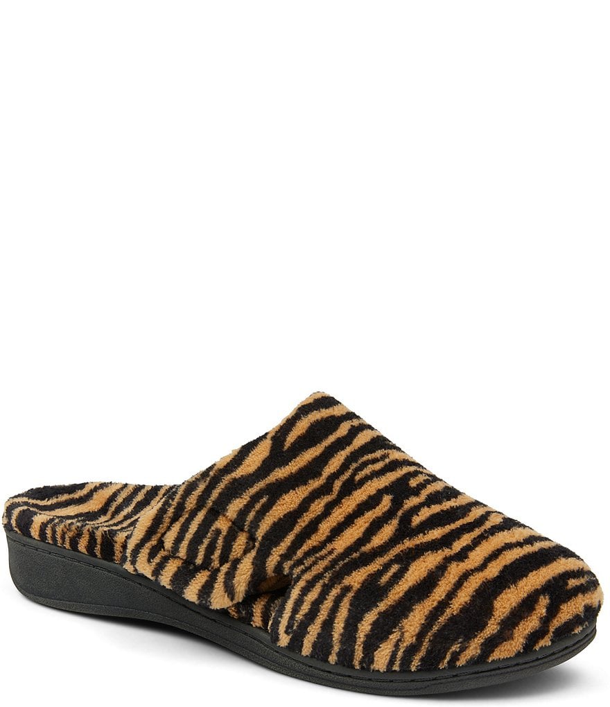 Vionic Gemma Tiger Faux Fur Animal Print Slippers