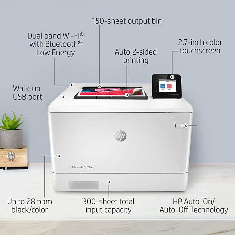 Color LaserJet Pro M454dw Wireless Laser Printer DoubleSided Mobile Printing Security Features Works with Alexa W1Y45A