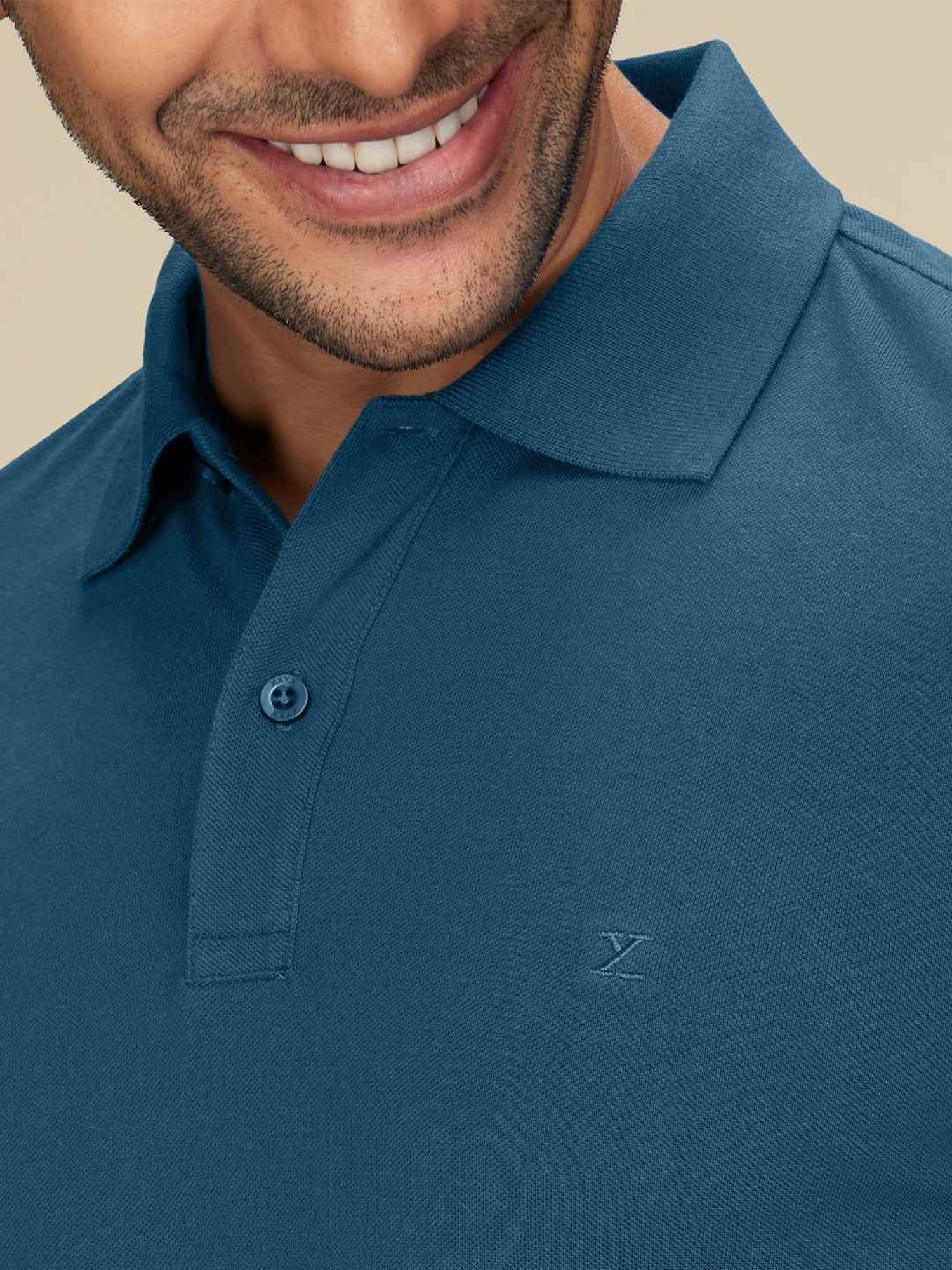 XYXX Isle Blue Cotton Regular Fit Polo T-Shirts