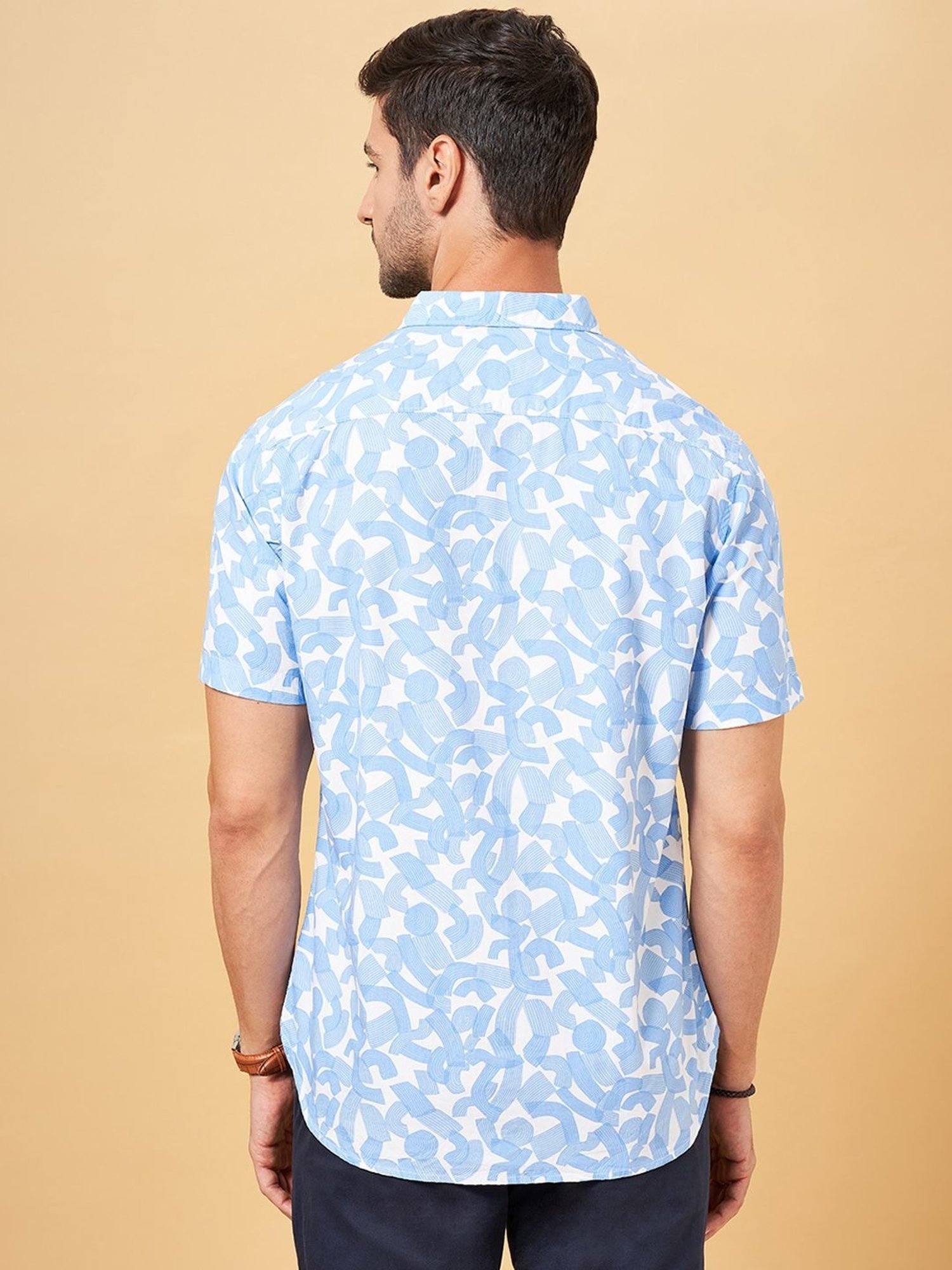 Spykar Blue Cotton Slim Fit Checks Shirt