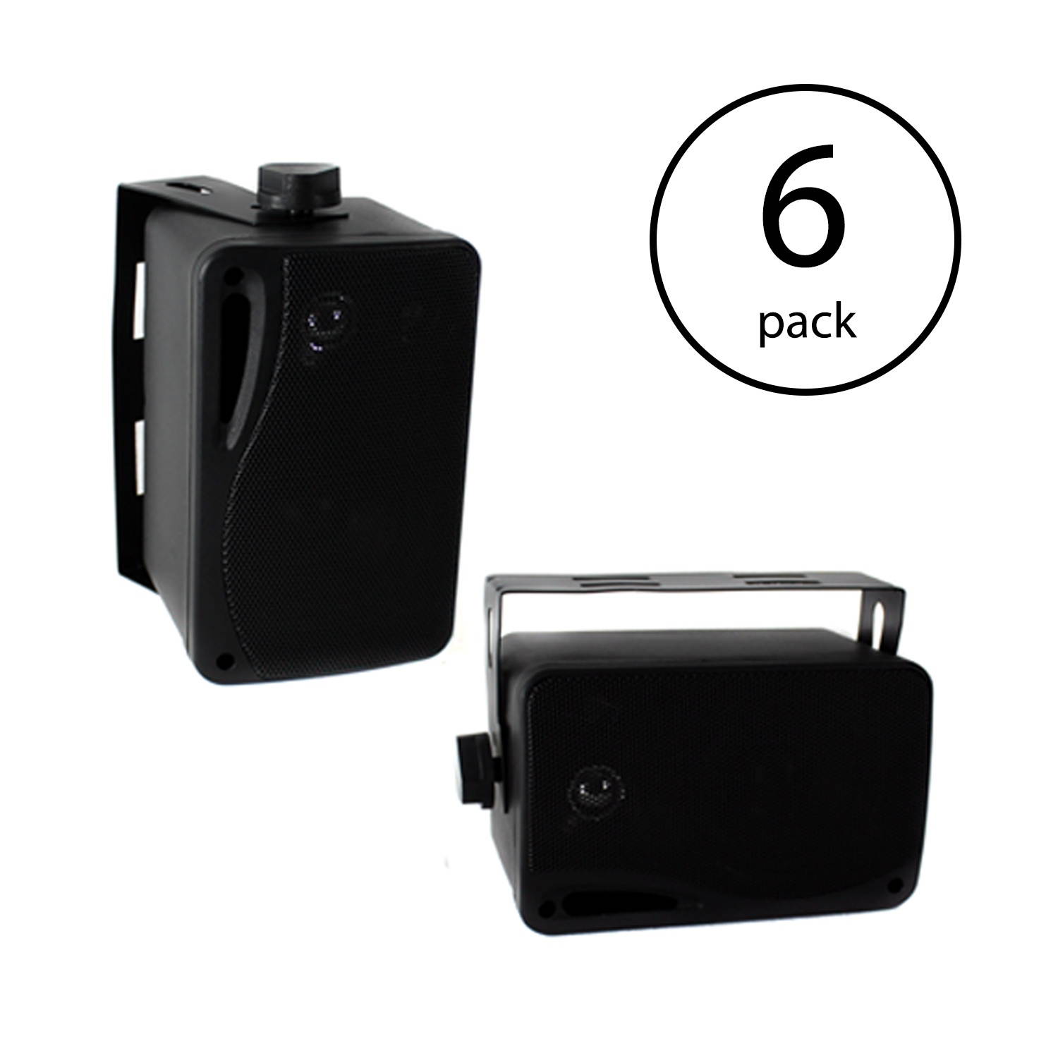 Pyle PLMR24B 3.5" 200 Watt 3-Way Weather Proof Box Speaker System Black (6 Pack)