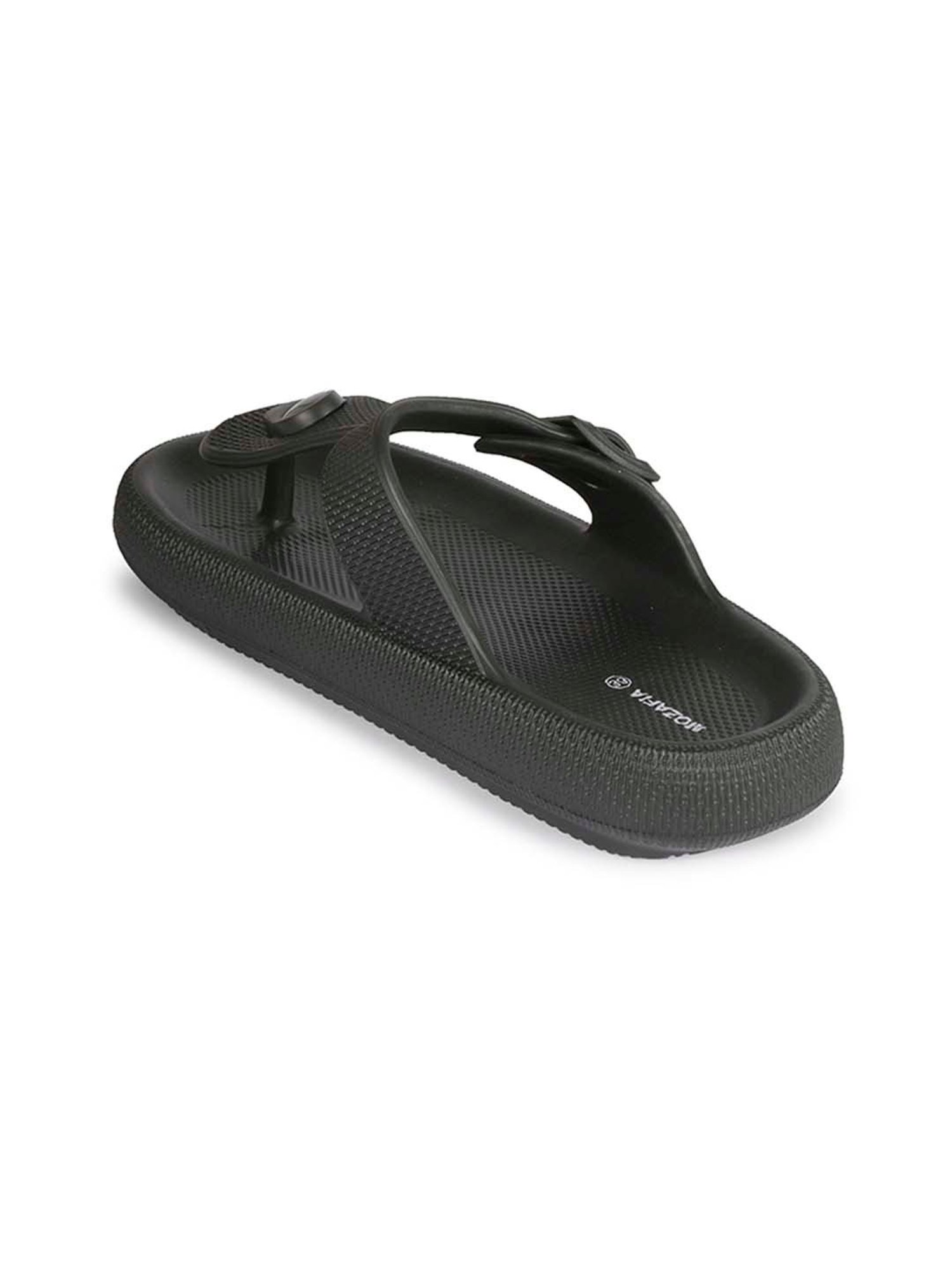 Mozafia Women's Black T-Strap Sandals