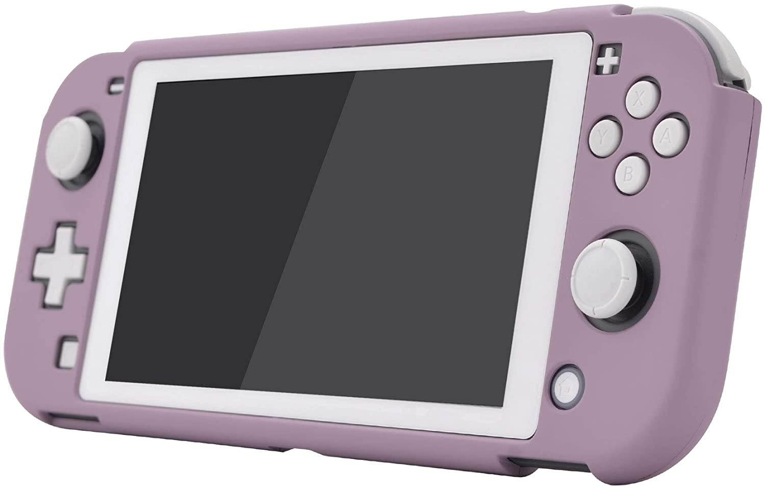 eXtremeRate PlayVital Customized Protective Grip Case for Nintendo Switch Lite, Dark Grayish Violet Hard Cover for Nintendo Switch Lite - 1 x White Border Tempered Glass Screen Protector Included