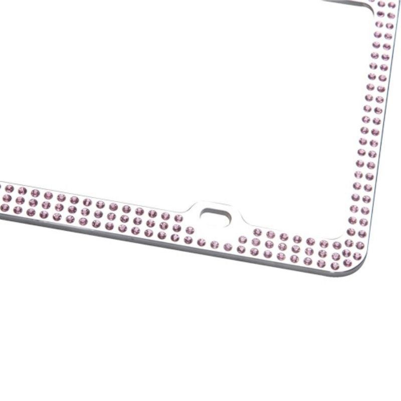 Valor Pink Crystals Chrome Coating Metal Frame With Triple Row Crystals