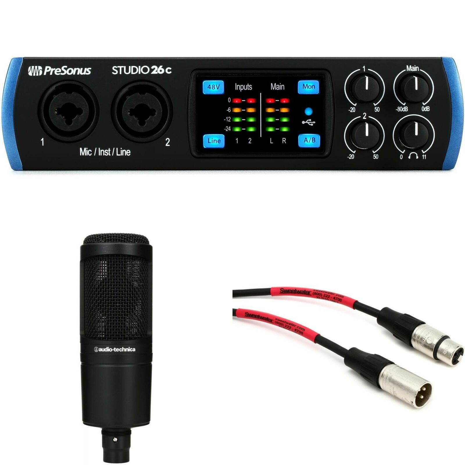 PreSonus Studio 26c & Audio-Technica AT2020 USB-C Recording Bundle