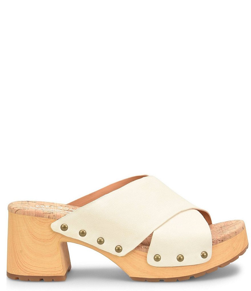 Kork-Ease Tatum Leather Wood Heel Platform Slide Sandals