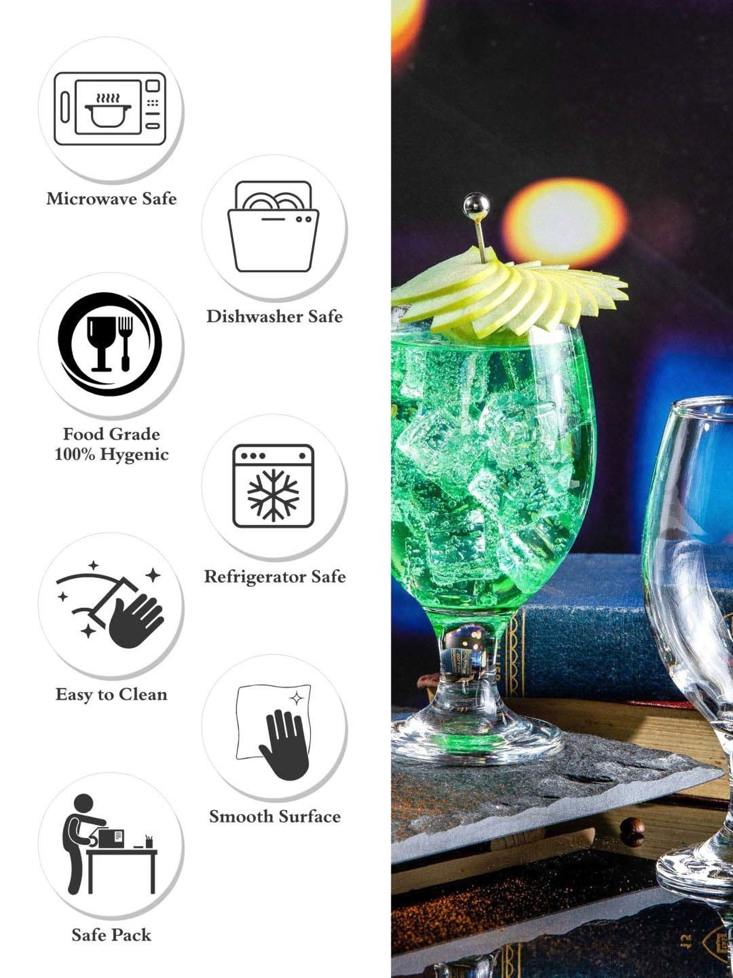 ROXX Transparent Glass Tumbler (0.39 L) - Set of 6