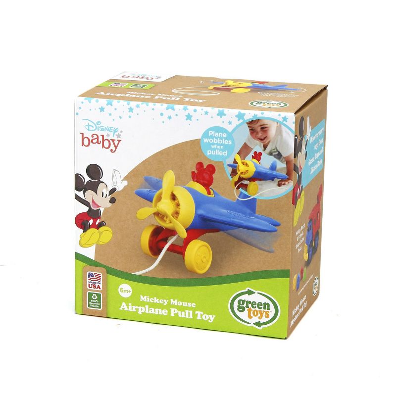 Green Toys Mickey Mouse Airplane Pull Toy
