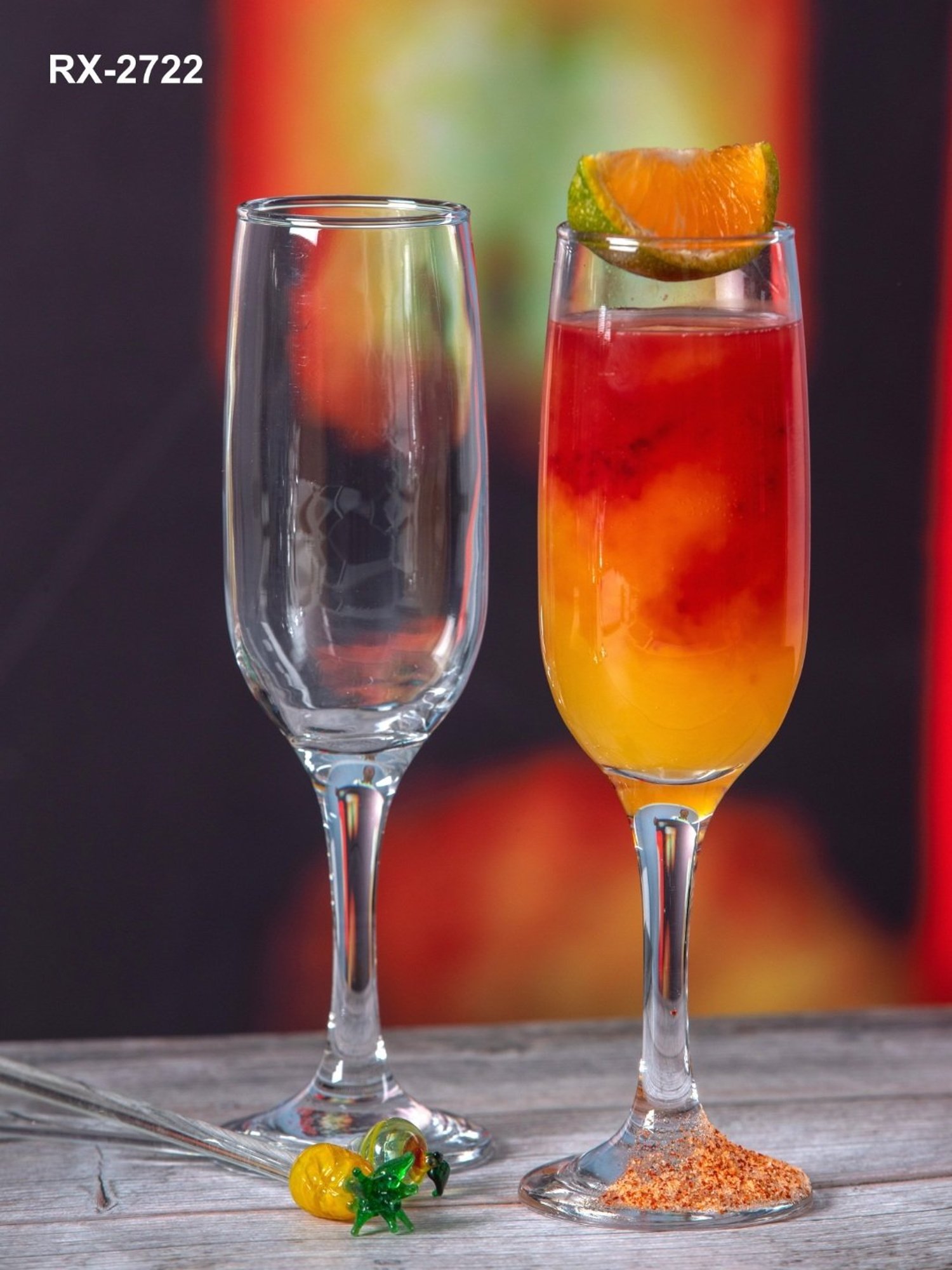 ROXX Transparent Glass Tulip Chemp Flute Glass - Set of 6 (215ml)