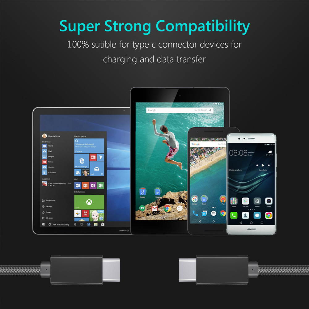 5A 100W Type-C Cable, 6.6ft USB Power Delivery (PD) Fast Charge USB C 3.1 Gen2, 10Gbps Data &mdash; Compatible with PD Docking Stations, Hard Drives, MacBook Pro, Air, iPad Pro, PixelBook, 4K/5K Displays