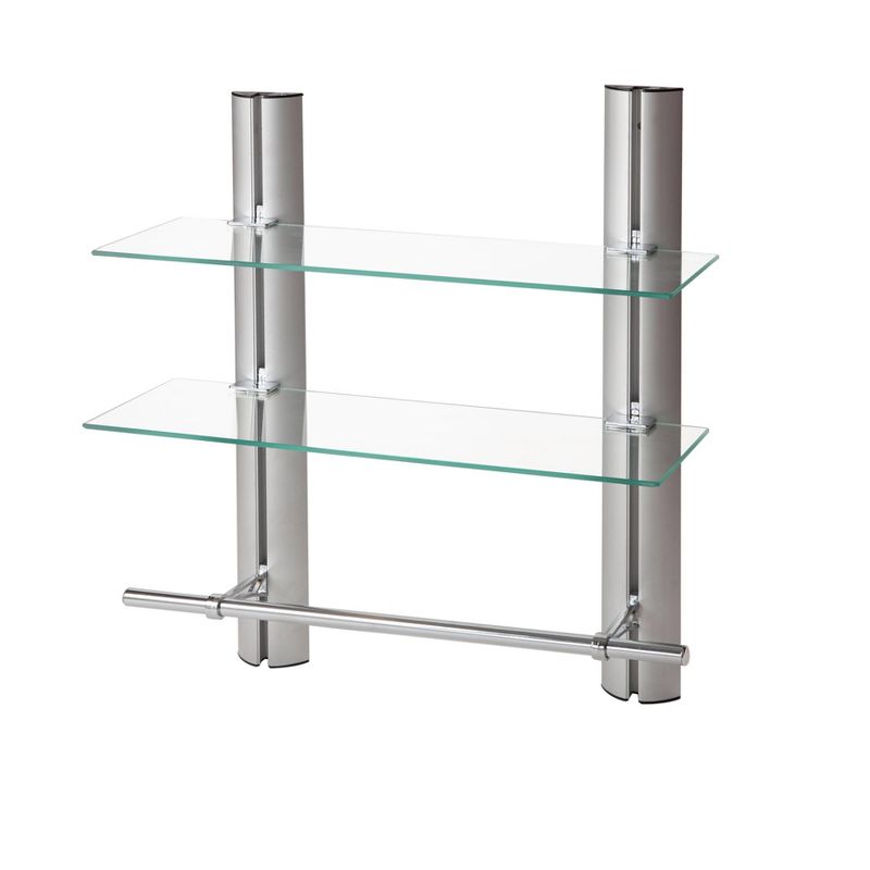 7" x 20" 2 Tier Adjustable Glass Shelf with Towel Bar Wall Shelf - Danya B.