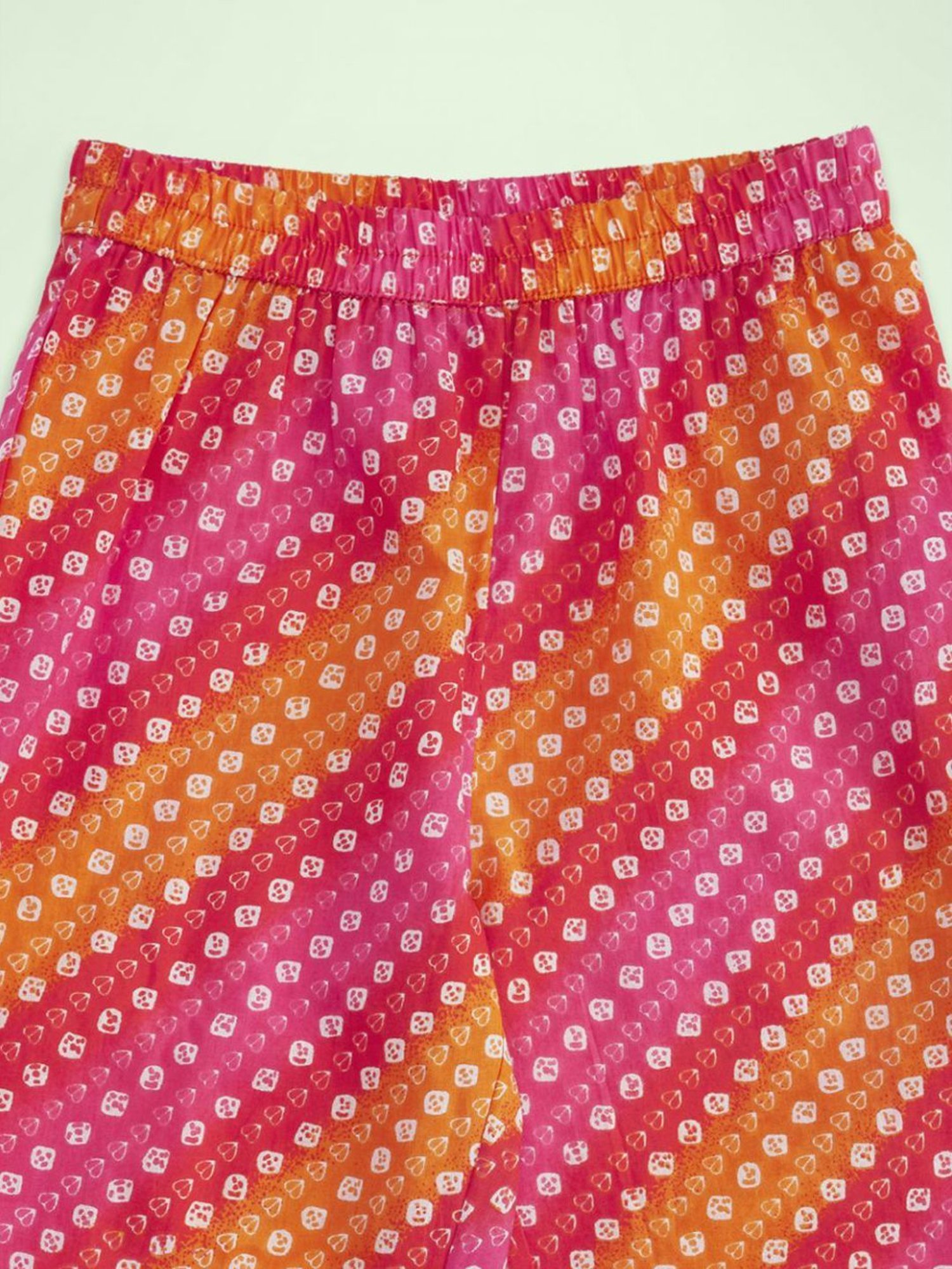 Akkriti by Pantaloons Kids Fuchsia Pink & Yellow Cotton Printed Kurta Set