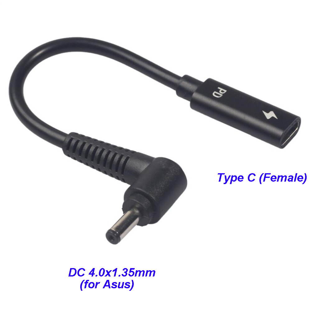 Dongle Adapter USB C Type C to 4.0x1.35mm Laptop Adapter Tip Connector Converter for Asus 65W or Below Laptop DC JACK Charger Converter DC Cable Adapter