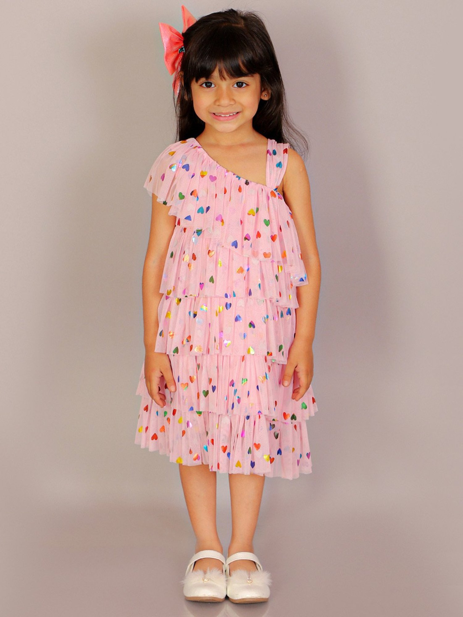 Lil Drama Kids Light Pink Printed Dress