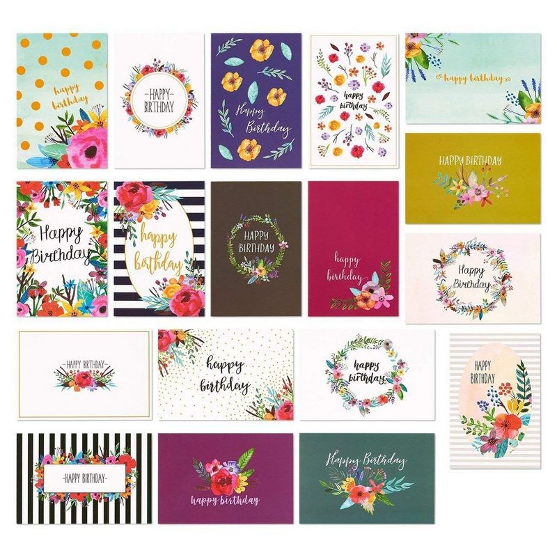 Pipilo Press 144-Pack Assorted Happy Birthday Greeting Cards Sets Bulk with Envelopes, 18 Designs, 4x6 in