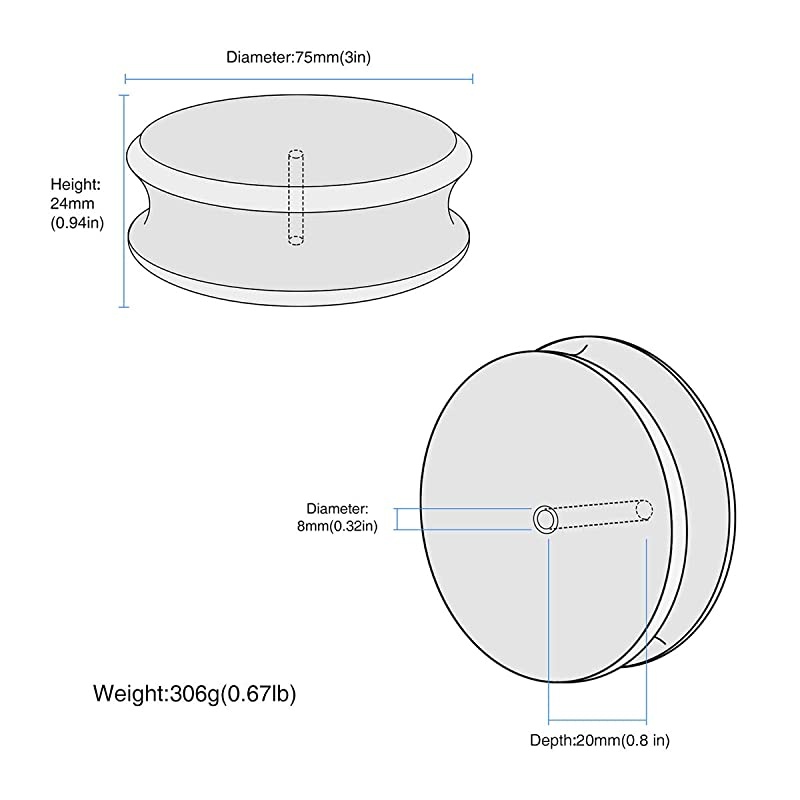 Record Weight Stabilizer by Turntable Weight ClampsLow Profile to Fits Under Dust Cover of Turntable Vinyl Disc LP Record Player Silver