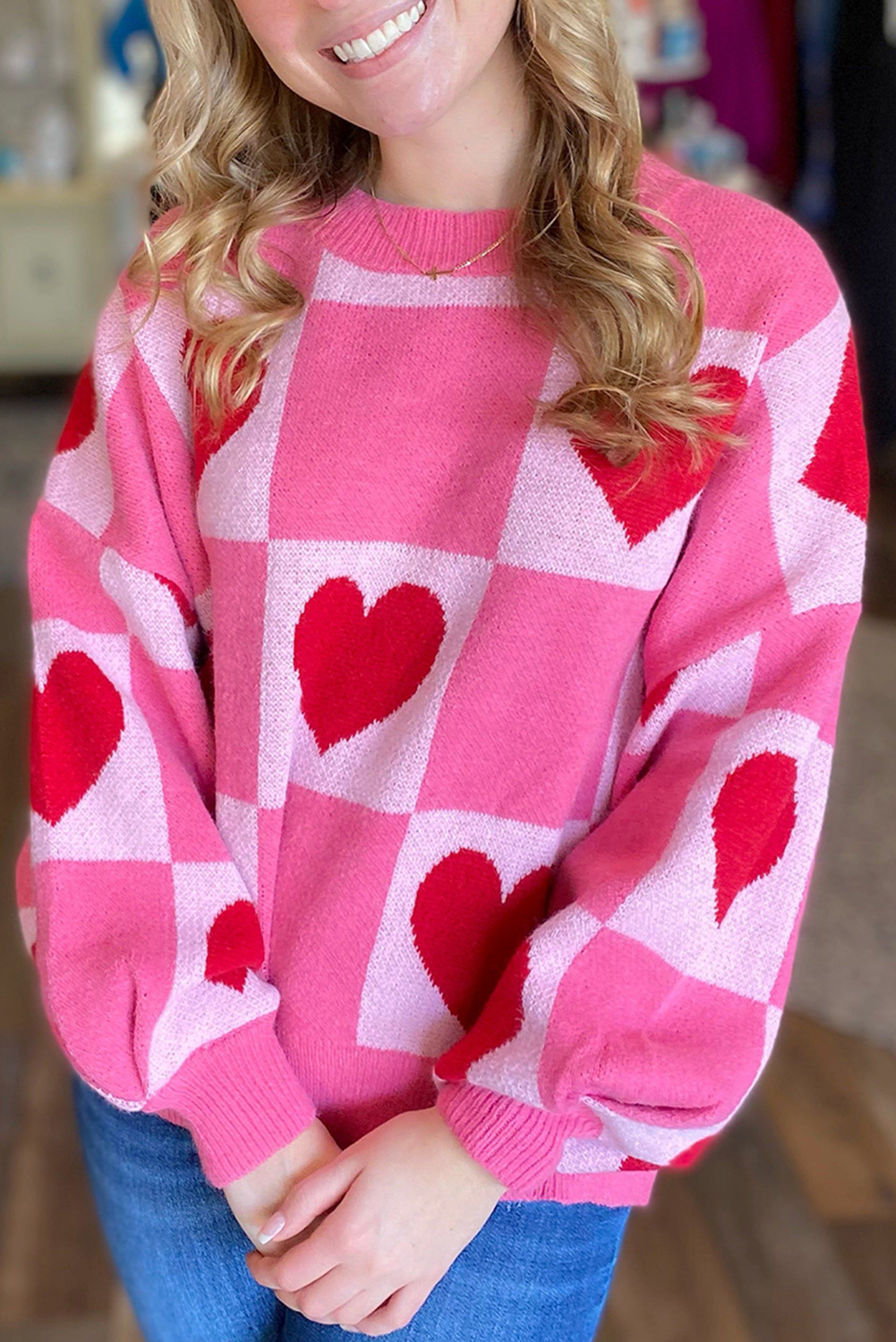 Pink Merry & Bright Pop Up Letter Waffle Knit Sweater
