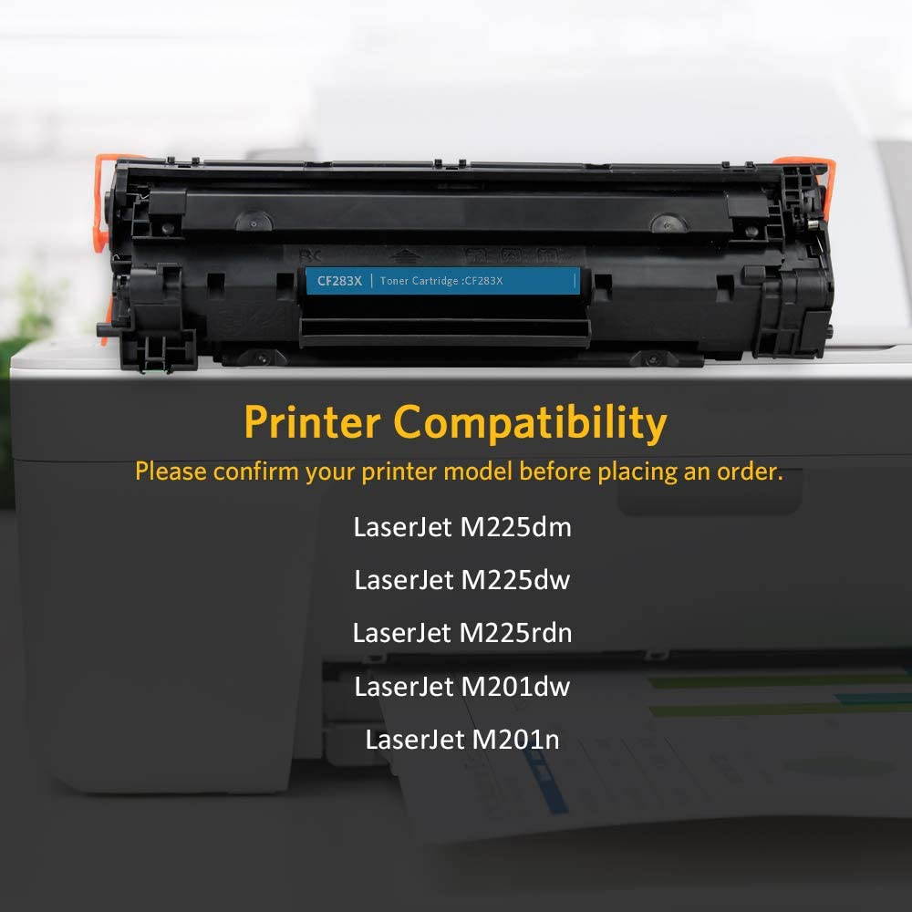 V4INK Compatible CF283X Toner Cartridge Replacement for HP 83X CF283X 83A CF283A for use in HP Laserjet Pro MFP M127fw M127fn M125nw M201dw M201n M225dn M225dw M125a Series Printer (Black, 2 Pack)