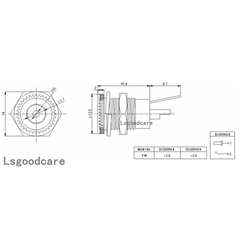 10Pack 5.5 x 2.1 MM 8A-10A DC Power Jack Socket Threaded Female Mount Connector Adapter with Dustproof Plug