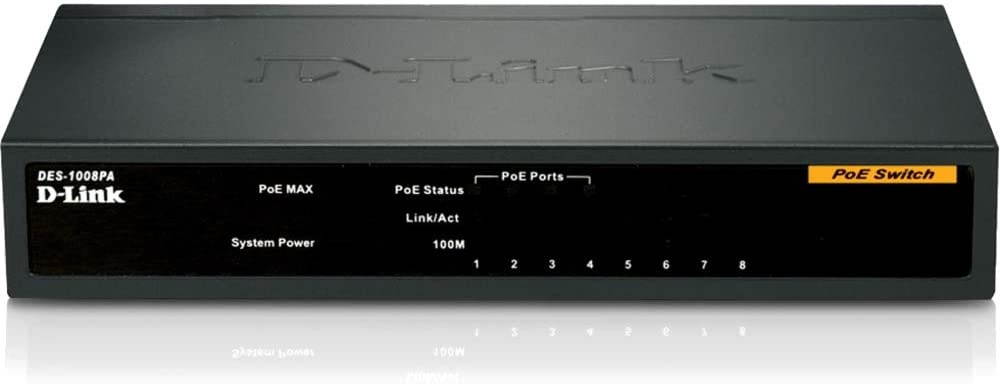 D-Link DES-1008PA 8-port 10/100Base-TX Unmanaged Desktop Switch w/ 4x 802.3a/f PoE Port